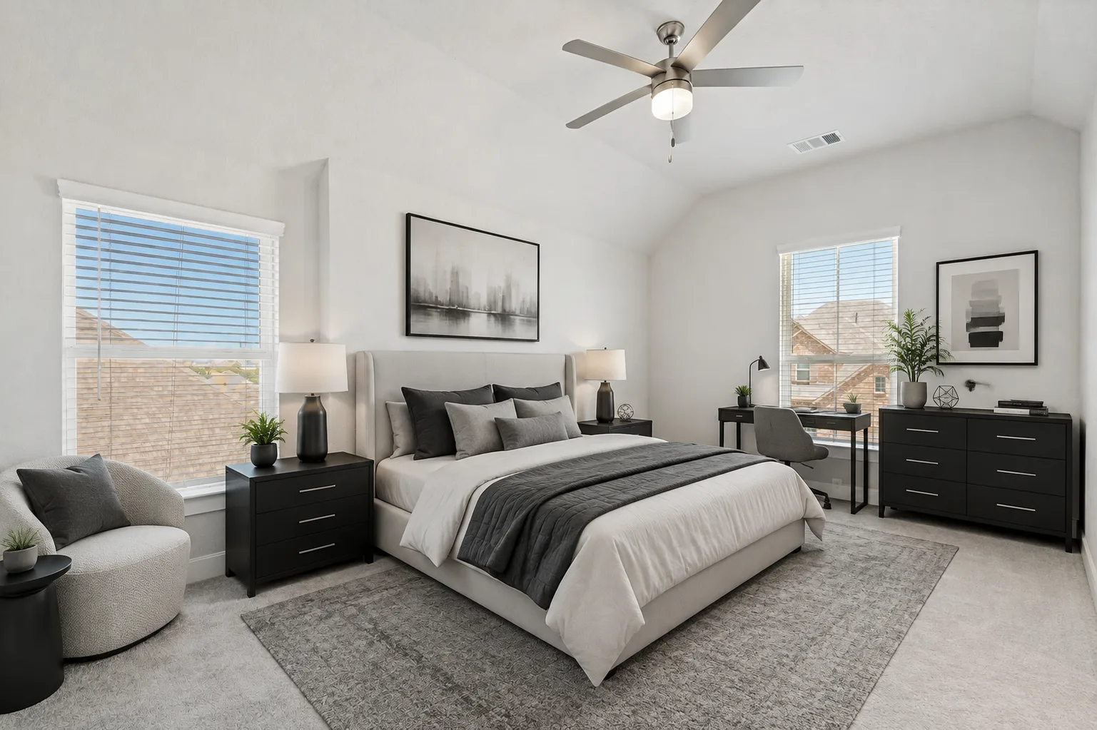 Bedroom, virtually staged